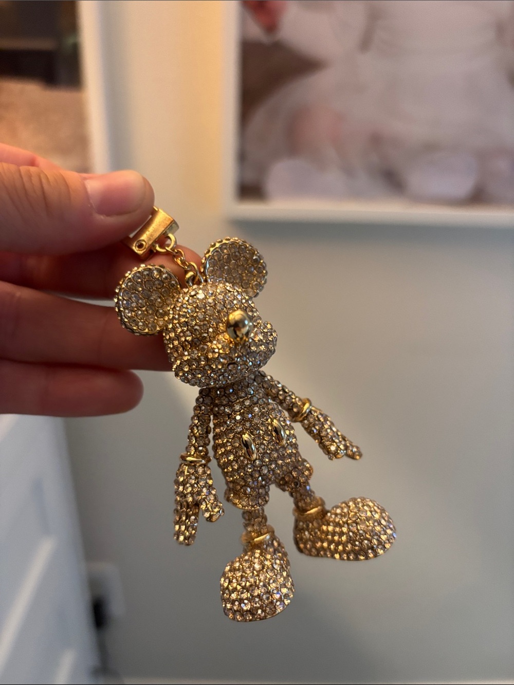 BaubleBar Gold Crystal Teddy Bag Charm
